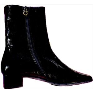Ferragamo Steampunk Patent Leather Ankle Boots